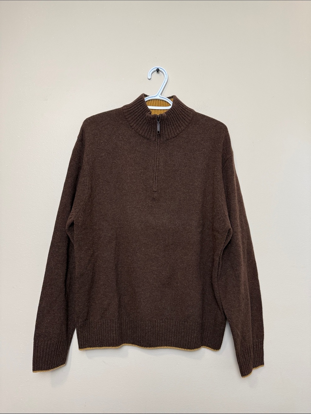 Pronto-uomo Men's Brown Half-Zip Sweater size M